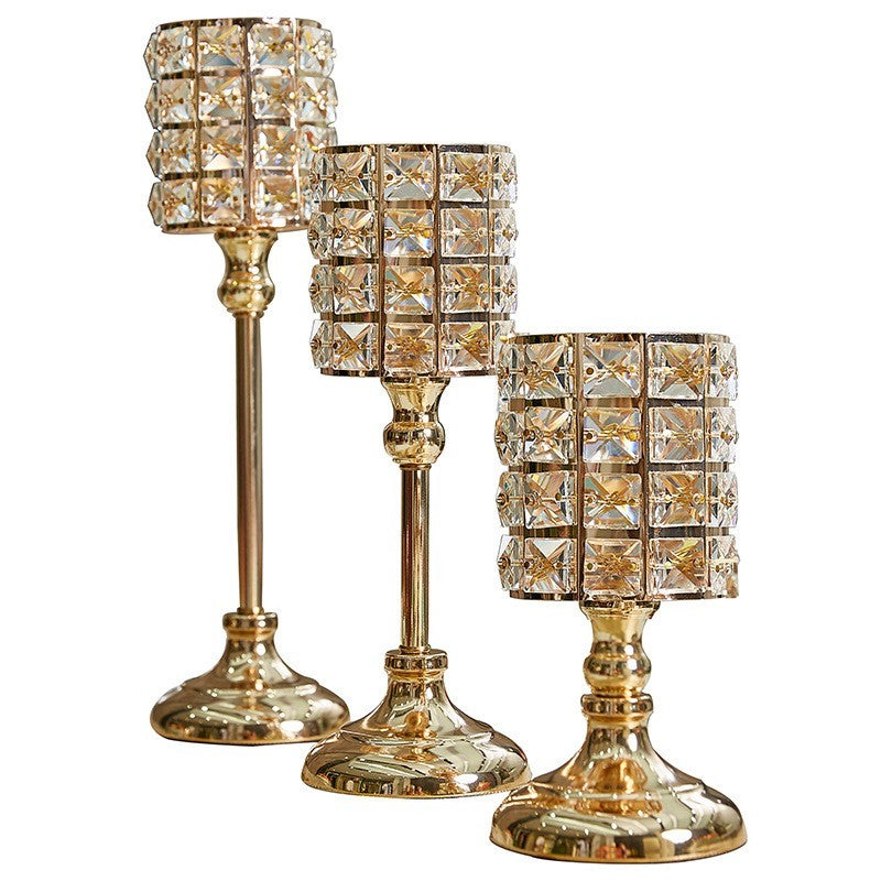 Vintage-style Gold and Crystal Candle Holder