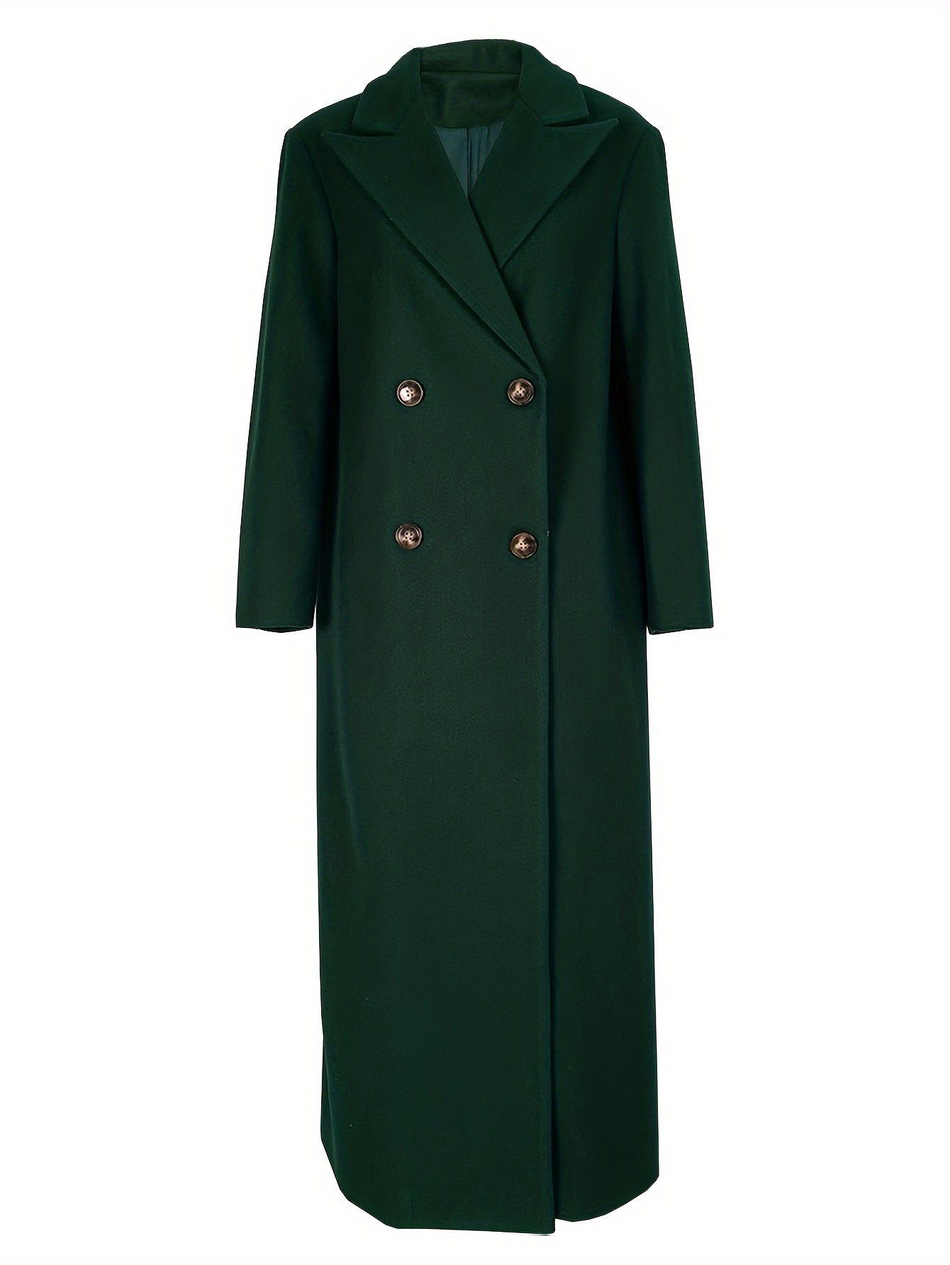 Women's Elegant Double Breasted Overcoat with Lapel Neck and Long Sleeves - Stylish Outerwear for Any Occasion
