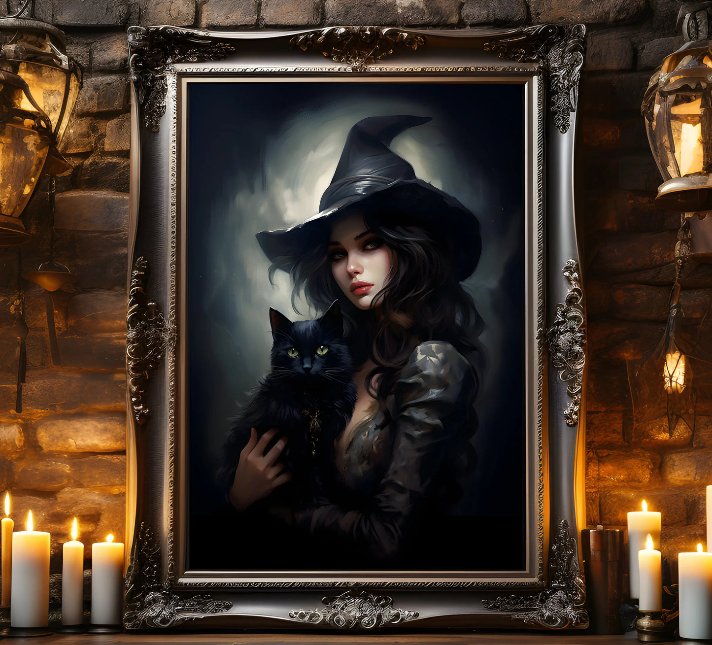 Retro Spooky Haunted Mansion Print, Canvas Painting, Halloween-Victorian Home Decor