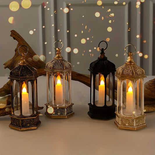 Multi-Color LED Hexagonal Lantern - Vintage Charm for Your Home