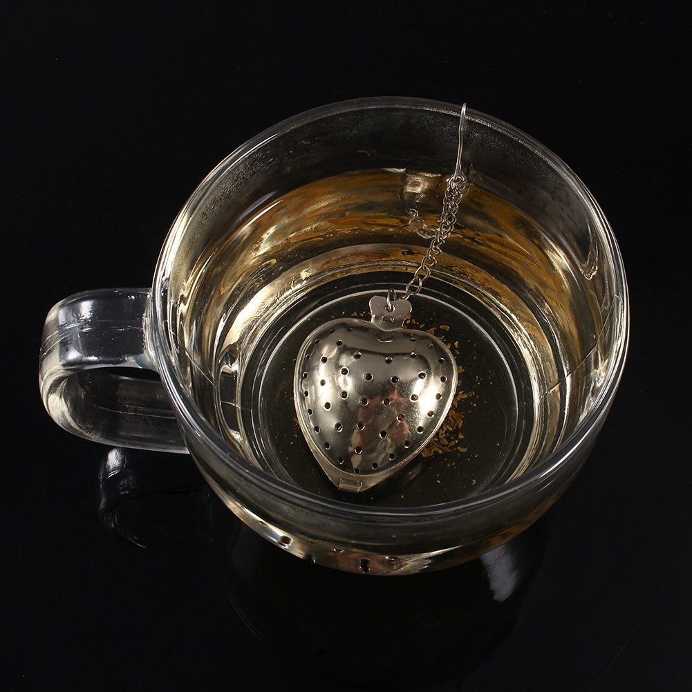 Stainless Steel Loose Tea Infuser Leaf Strainer Filter Diffuser Herbal Spice Heart Chain