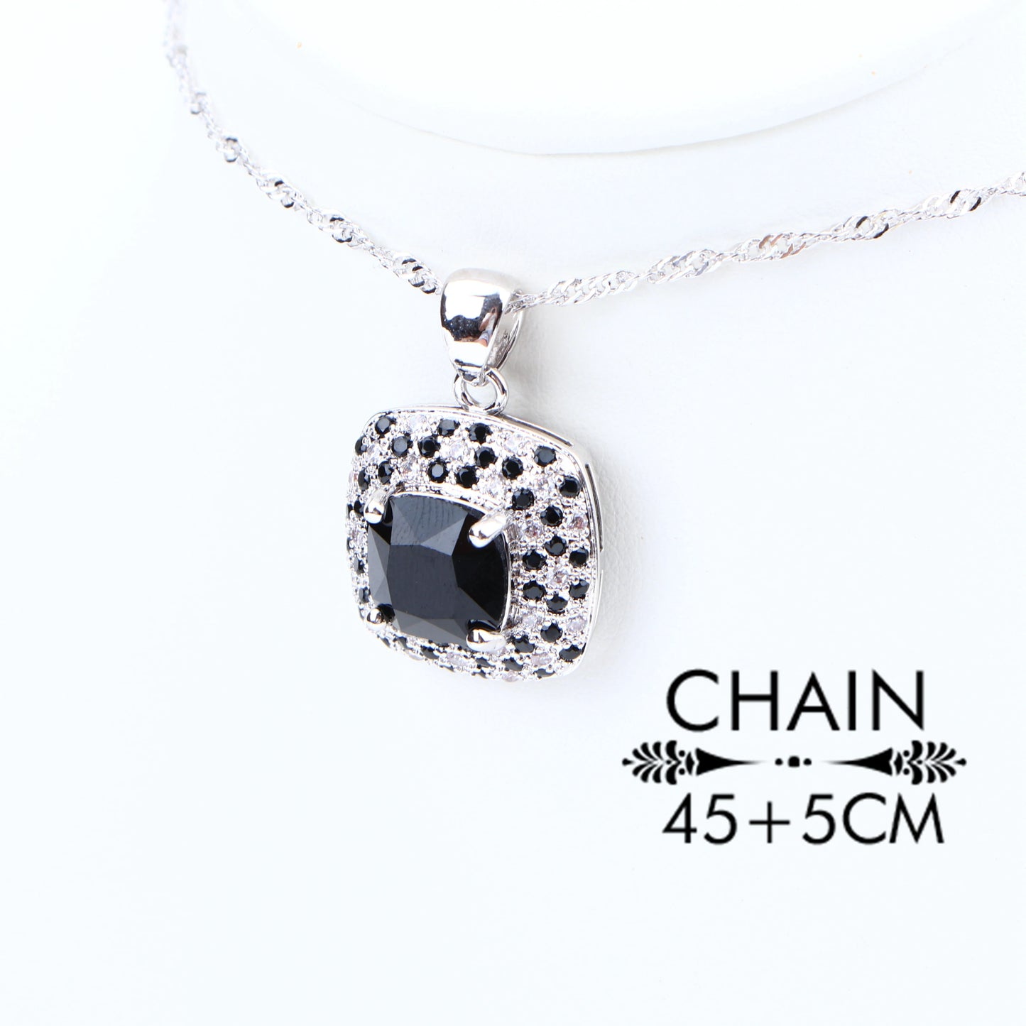 Elegant Silver 925 Jewelry Set with Black Zirconia