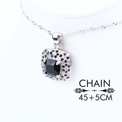 Elegant Silver 925 Jewelry Set with Black Zirconia