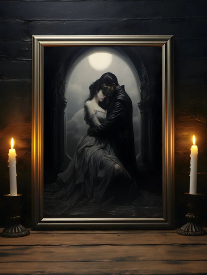 Retro Spooky Haunted Mansion Print, Canvas Painting, Halloween-Victorian Home Decor