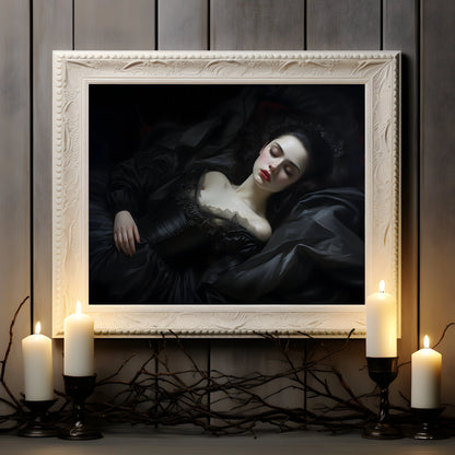 Retro Spooky Haunted Mansion Print, Canvas Painting, Halloween-Victorian Home Decor