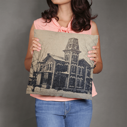 Victorian-style Throw Pillow- Historic Mapletown Manor, Then & Now