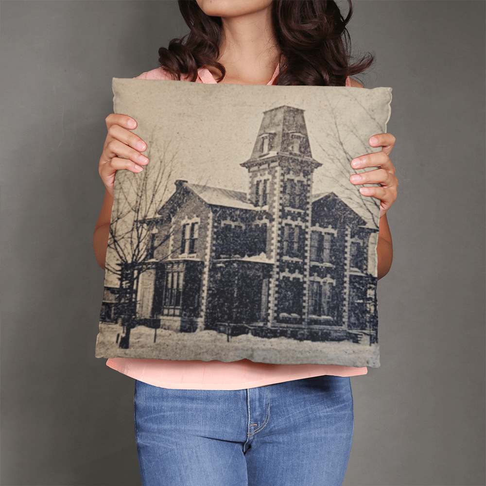 Victorian-style Throw Pillow- Historic Mapletown Manor, Then & Now