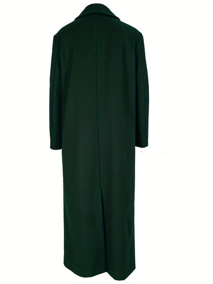 Women's Elegant Double Breasted Overcoat with Lapel Neck and Long Sleeves - Stylish Outerwear for Any Occasion